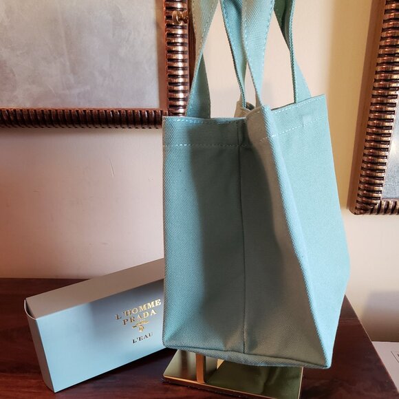 Prada Mini Canvas Lunch Bag Tote in Green New with Box - Picture 4 of 7